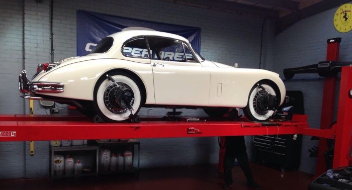 Tyre-Smart (Essex) Car on ramp for wheel alignment